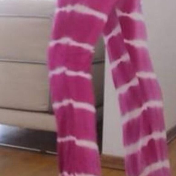 Tie Dye 2-pc Crop Top / Pant Set fuchsia/white L - Picture 5 of 7
